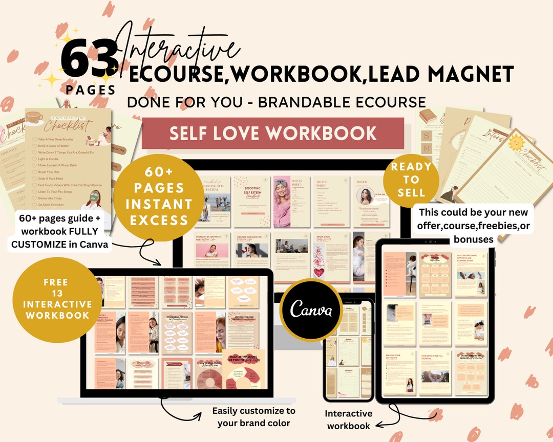 Handbook of Boosting Self Love Canva Template Brandable Ecourse ...