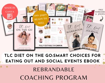 PLR Health Coaching Program Diet with TLC Done for You Course Ebook & Workbook Editable Template Canva for Wellness and Weightloss Coaches
