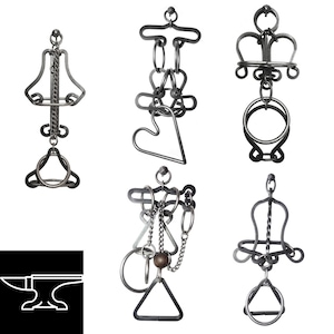 Kovarna Mostek Large Hand Made Steel Brain Teaser Puzzles