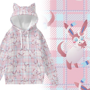 Geruite Sylveon Hoodie met Oren