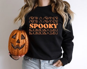 Halloween Crewneck Sweatshirt, Unisex Pullover Halloween Holiday Spooky Season Sweatshirt, Spooky Halloween Sweater