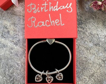 Personalisierte 30. Geburtstag Charm Pandora passende Silber Armband 925 Mädchen Geschenk für Schwester Freund Tante