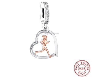 Pandora Fitting Running Sport Gym Charm Exercise Dangle Genuine 925 Sterling Silver & Rose Gold