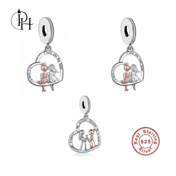 Big Sister Charm, I Love You Little Sister Gift, Always My Sister Silver Dangle Pandora Fitting