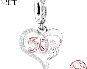 50th Birthday Charm Pandora Fitting Guardian Angel 925 Sterling