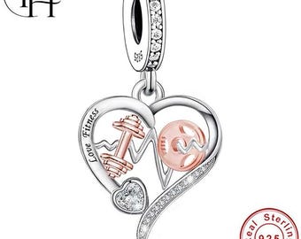 Pandora Fitting Fitness Gym Charm - 925 Sterling Silver Sport Exercise Dangle Rose Gold Birthday Gift for Her