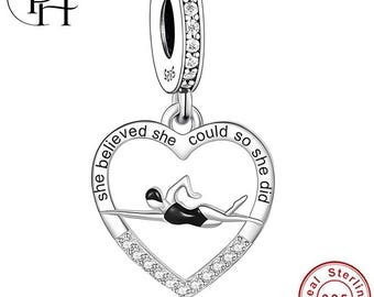 Pandora Fitting Swimmer Charm – 925 Sterling Silver Sport Dangle Swimming Birthday Gift for Her Inspirational Jewelry