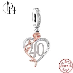 40th Birthday Charm Pandora Fitting 925 Silver Heart I Love You Forever Anniversary Genuine Gift