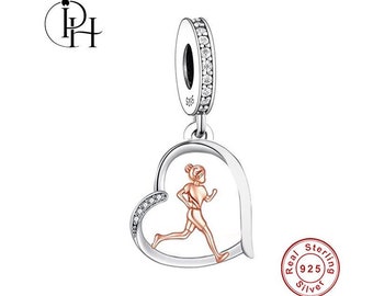 Pandora Fitting Running Sport Gym Charm Esercizio ciondola autentico argento sterling 925 e oro rosa