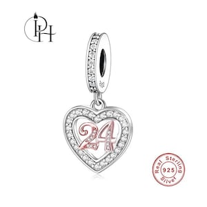 Charm Pandora para cumpleaños de 24 años, regalo de plata de ley 925 para hermana, hija o sobrina.