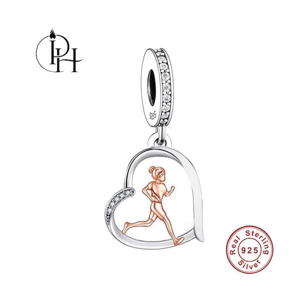 Pandora Fitting Running Sport Gym Charm Exercise Dangle Genuine 925 Sterling Silver & Rose Gold