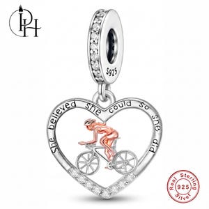 Charm Pandora Ciclista in Argento Sterling 925, Regalo di Compleanno per Ciclismo - Ciondolo Sportivo per Bracciale