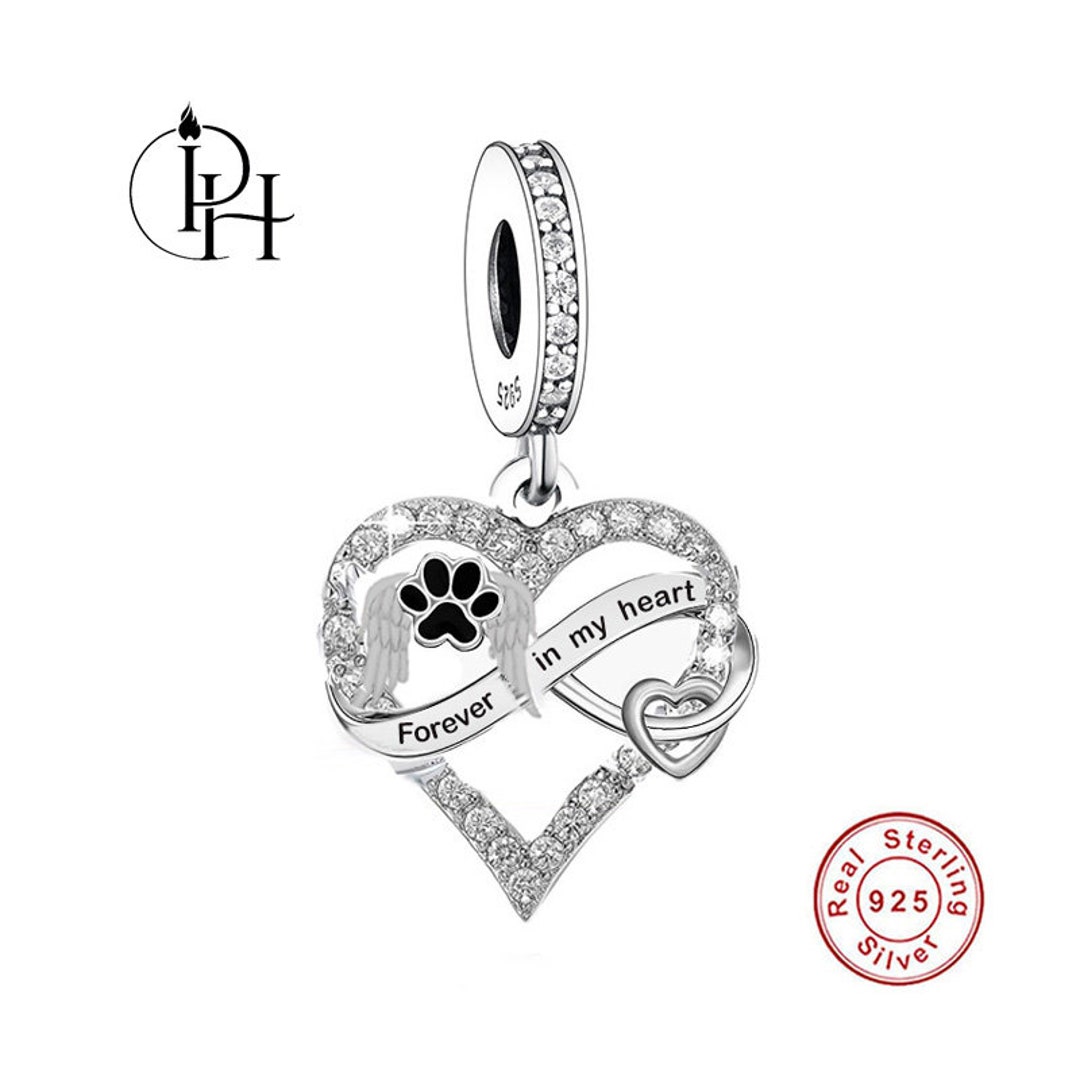 Hund Katze Erinnerung Pfote Charm Pandora Passend Haustier Verlust Echt 925 Silber Dangle Forever In My Heart Etsy