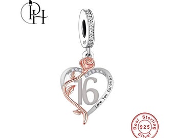 16th Birthday Charm Genuine Pandora Compatible Heart I Love You Forever 925 Silver