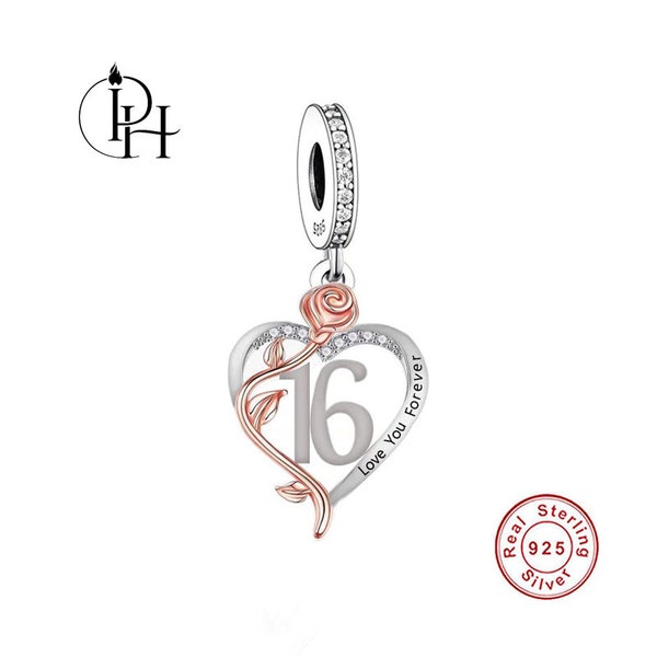16th Birthday Charm Genuine Pandora Compatible Heart I Love You Forever 925 Silver