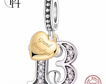 Granddaughter 13th Birthday Charm, Pandora Fitting 925 Sterling Silver Heart, 13 Year Old Present