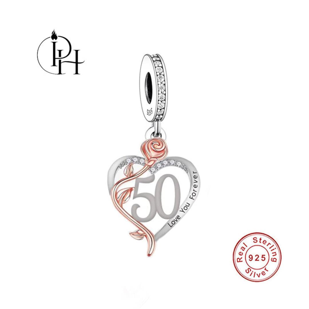 Sterling Silver Pandora 50th Birthday Charm Uk Bead Bracelet