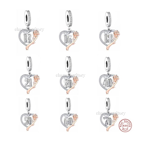16 Charm for 16 Birthday Pandora Charm S925 Sterling Silver Charms :  Amazon.co.uk: Fashion