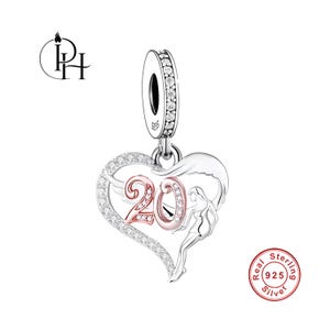 Charm Pandora 20e anniversaire, cadeau d'anniversaire et d'anniversaire de famille en argent 925 pour fille nièce