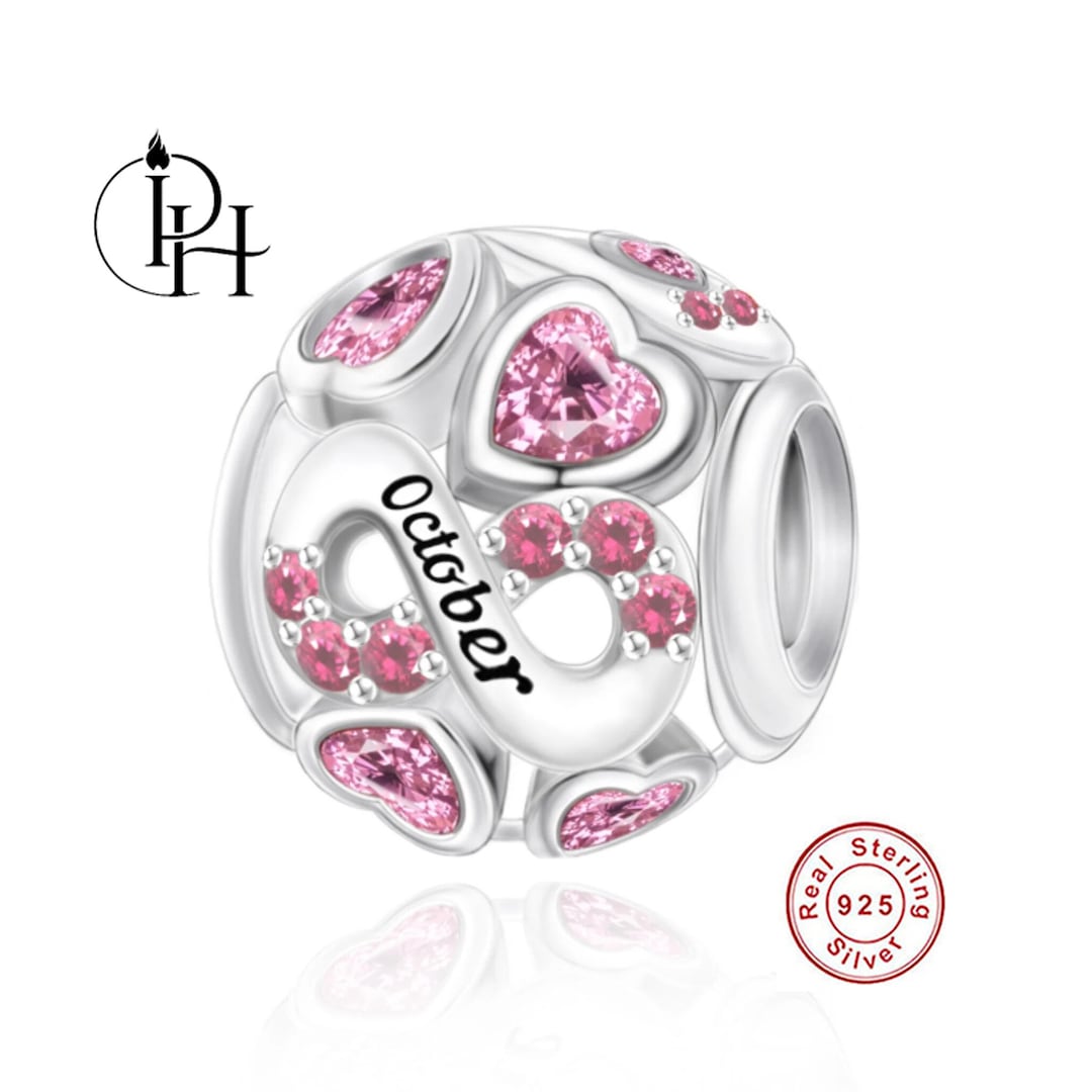 October Birthstone Charm Pandora Fitting Birthday Gift, Birth