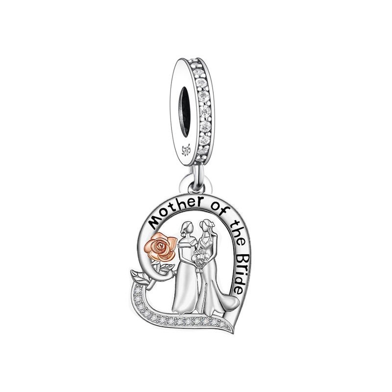 Mother of Bride Charm Pandora Fitting Wedding Gift Genuine 925 Silver Rose Gold Bracelet Dangle Etsy