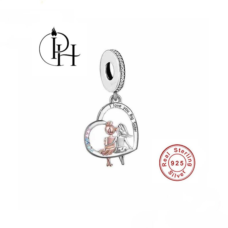 Charmed Craft I Love You Mom Dangle Bead – Mother Daughter Family Sister Charm For Bracelets