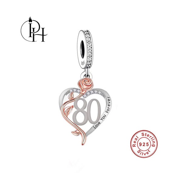 80th Birthday Charm Pandora Fitting I Love You Forever Heart 925 Silver Gift for Grandma Anniversary Etsy UK