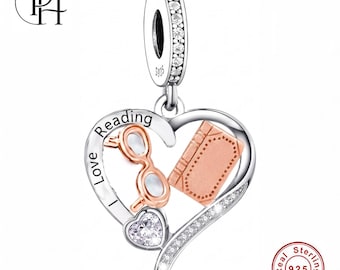 Pandora Fitting I Love Reading Charm, 925 Silver Book And Glasses Teacher Birthday Gift