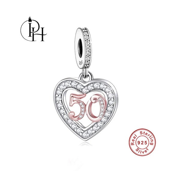 Celebrazione del 50° compleanno, ciondolo pendente in argento sterling 925 per il 50° compleanno, adatto a tutti i braccialetti con ciondolo per il 50° anniversario. - Italia