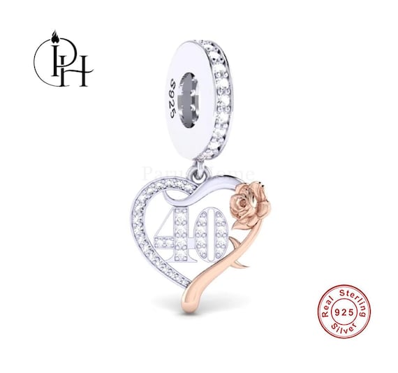 Wife Heart Charm – Genuine 925 Sterling Silver & Rose Gold – Butterfly Dangle – Birthday Gift
