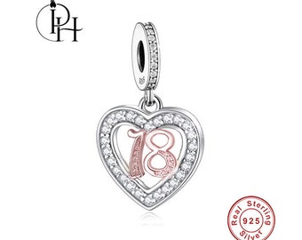 Pandora Fitting Charm 18e anniversaire Cadeau de célébration Bracelet en argent sterling 925 Perle Fille