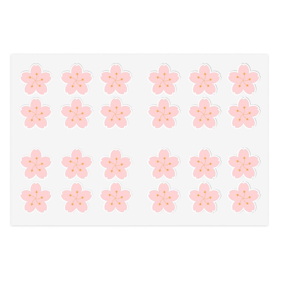 Pink Cherry Blossom Sticker Sheet - Star Sakura | Flower Planner ...