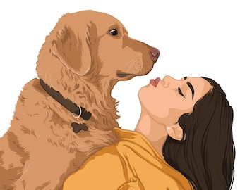 Portrait from photo, Custom family portrait illustration with pets, Custom couples Cartoon Digital portrait, Personalized portrait