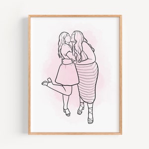 Faceless portrait custom Family portrait illustration with pets, Custom line drawing from photo, Couples portrait, Line art portrait DIGITAL
