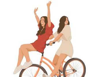 Best friend portrait from photo, Hand drawn portrait for friends, Custom Cartoon portrait Digital, Faceless portrait print illustration