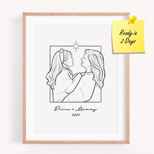 Line drawing from photo, Custom Couples portrait, Custom Line drawing portrait, Couple Line art portrait from photo DIGITAL Father&#39;s day