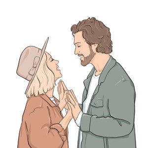 Benutzerdefinierte Karikatur Porträt vom Foto, Paarporträt für geliebte Porträt, Beste Freundin Porträt, Individuell Familienporträt Illustration