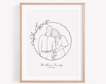 Faceless portrait Custom couple portrait, Couples portrait painting from photo, Loved one portrait Custom Line drawing from photo Line Art