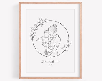 Faceless portraits Custom Family portrait illustration, Custom Line drawing from photo, Couples portrait, Line art portrait DIGITAL