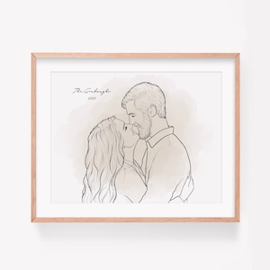 Custom couple portrait, Couples portrait, Custom Line drawing from photo, Custom Family portrait from photo, One Line art portrait Digital