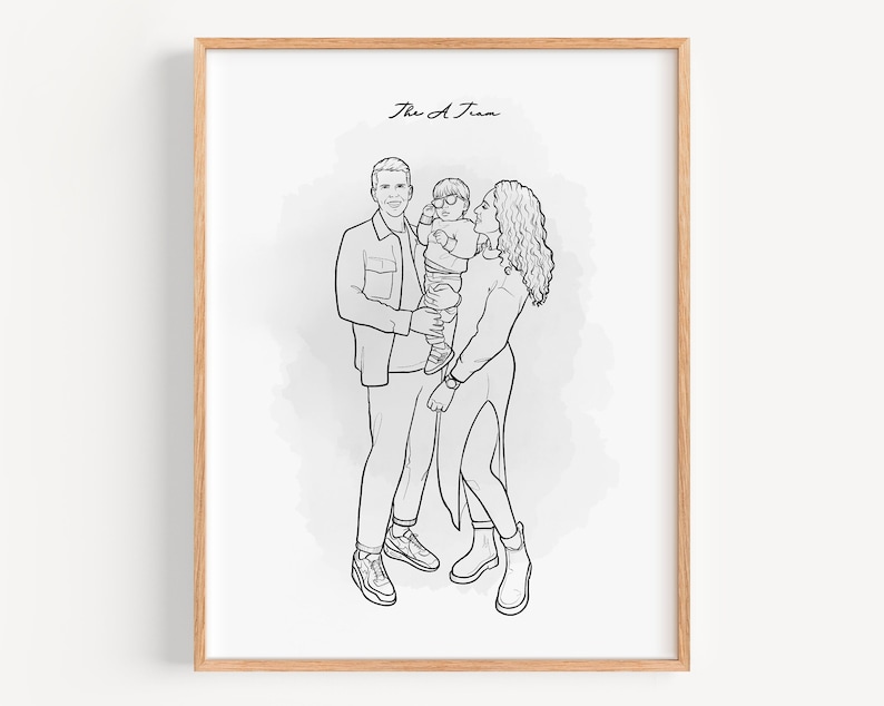 Dessin au trait personnalisé à partir d'une photo, portrait de couple, portrait dessin au trait personnalisé, portrait art couple à partir d'une photo numérique image 8