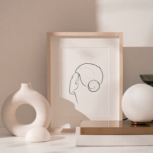 Woman Face Line art print, One line art, One line drawing, Woman line art, Woman silhouette printable wall art, Simple abstract art Digital image 2