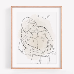 Custom portrait from photo, Custom line drawing portrait, Faceless portrait line art custom, Couples portrait, Family line drawing with pet