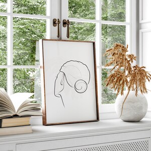 Woman Face Line art print, One line art, One line drawing, Woman line art, Woman silhouette printable wall art, Simple abstract art Digital image 3
