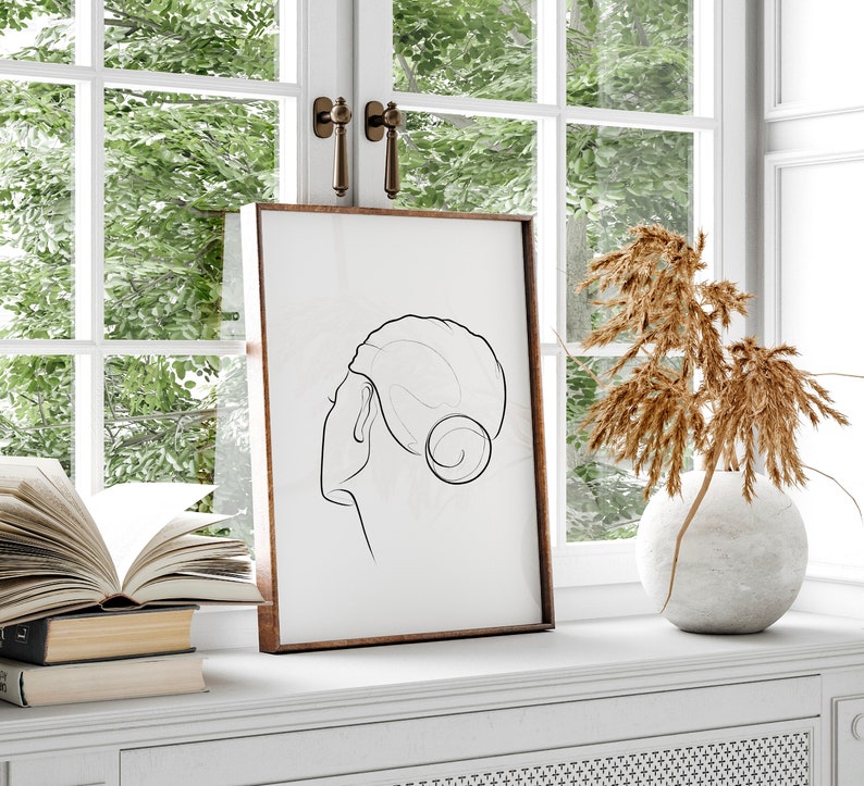 Woman Face Line art print, One line art, One line drawing, Woman line art, Woman silhouette printable wall art, Simple abstract art Digital image 3