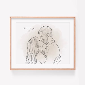 Custom line drawing from photo, Couples portrait, Custom Line drawing portrait, Couple Line art portrait from photo Digital image 6