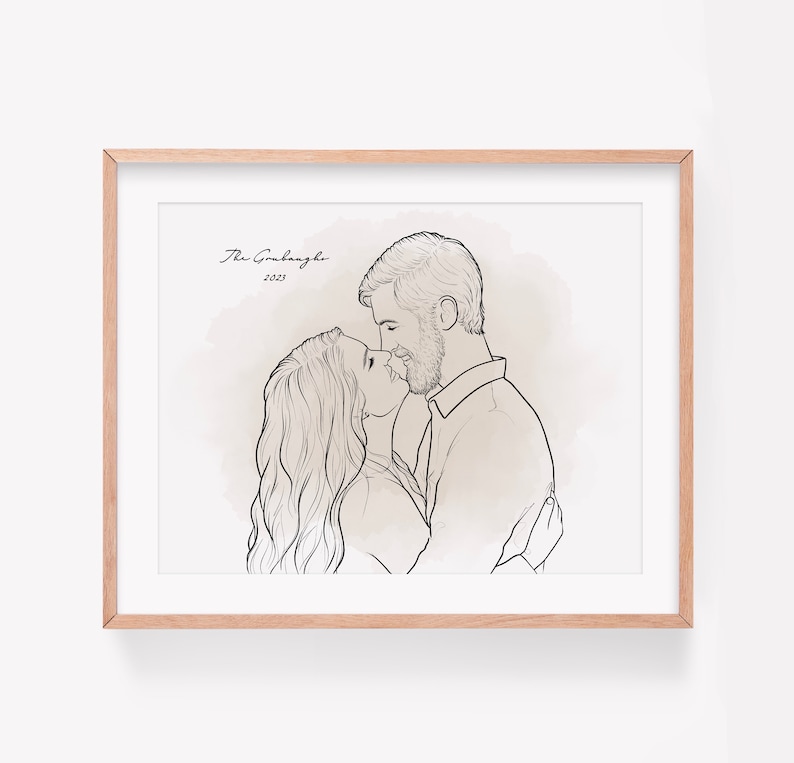 Custom line drawing from photo, Couples portrait, Custom Line drawing portrait, Couple Line art portrait from photo Digital image 6