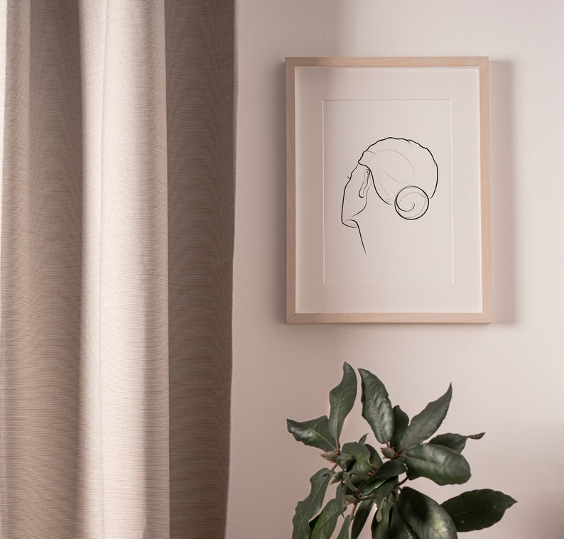 Woman Face Line art print, One line art, One line drawing, Woman line art, Woman silhouette printable wall art, Simple abstract art Digital image 5