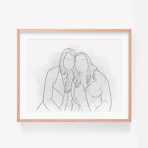 Dessin au trait personnalisé à partir d'une photo, portrait de couple, portrait dessin au trait personnalisé, portrait art couple à partir d'une photo numérique image 10