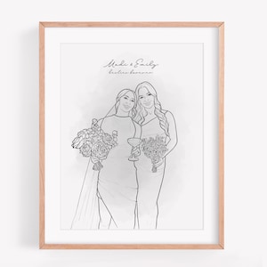 Custom line drawing from photo, Couples portrait, Custom Line drawing portrait, Couple Line art portrait from photo Digital image 5